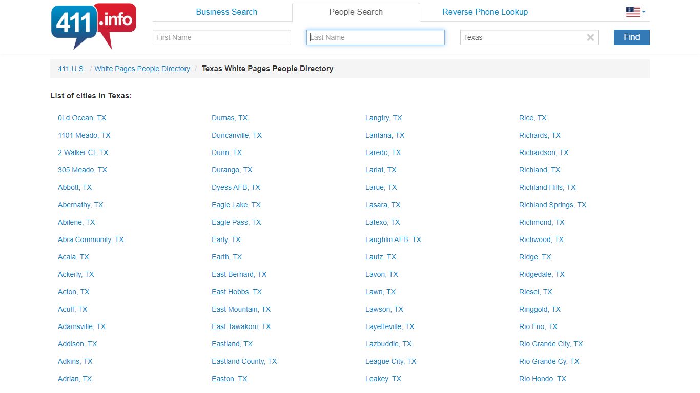 Texas White Pages People Directory - 411.info™